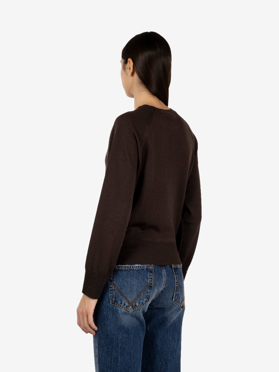 Dark brown raglan crew-neck sweater
