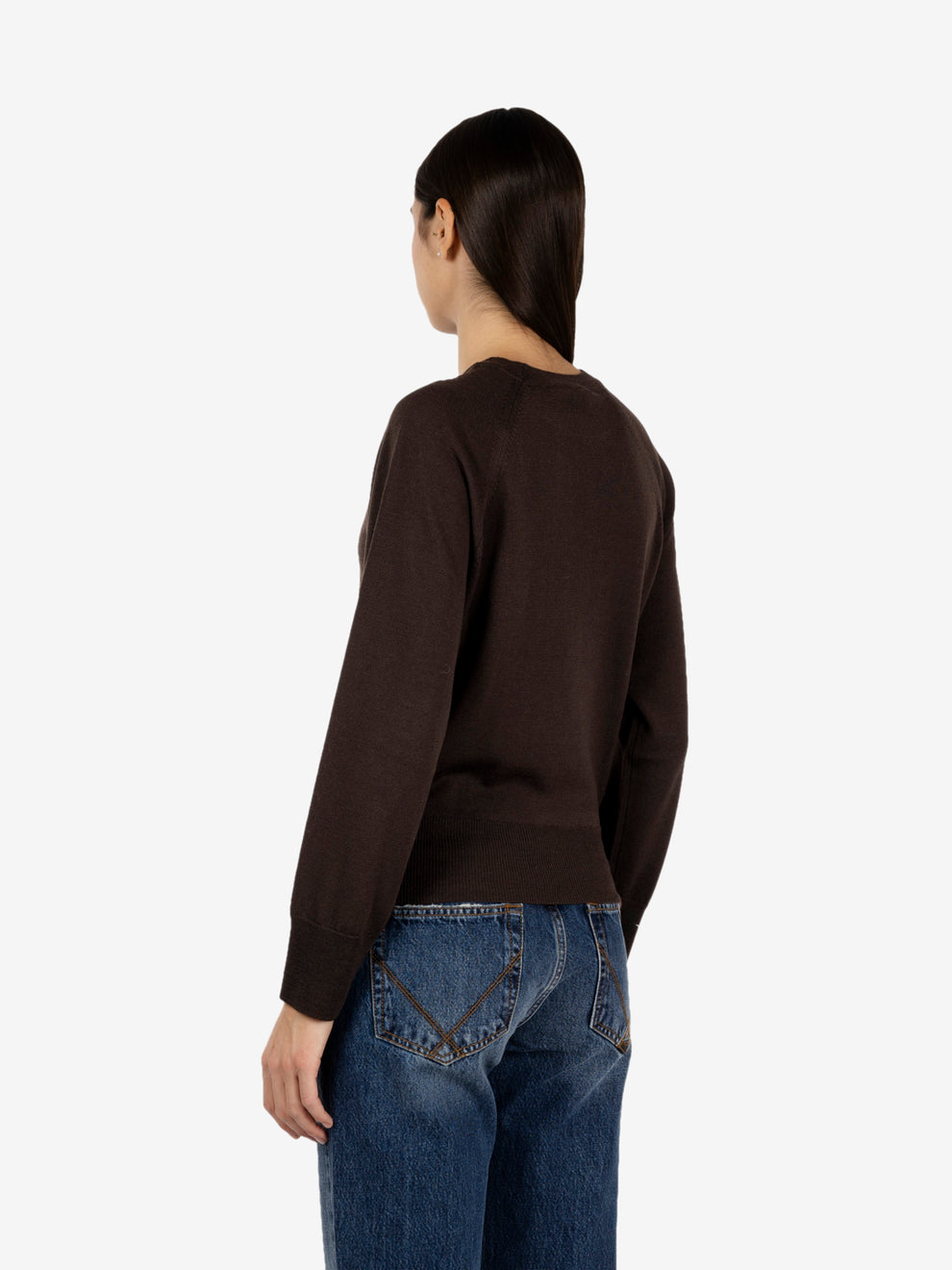 Dark brown raglan crew-neck sweater