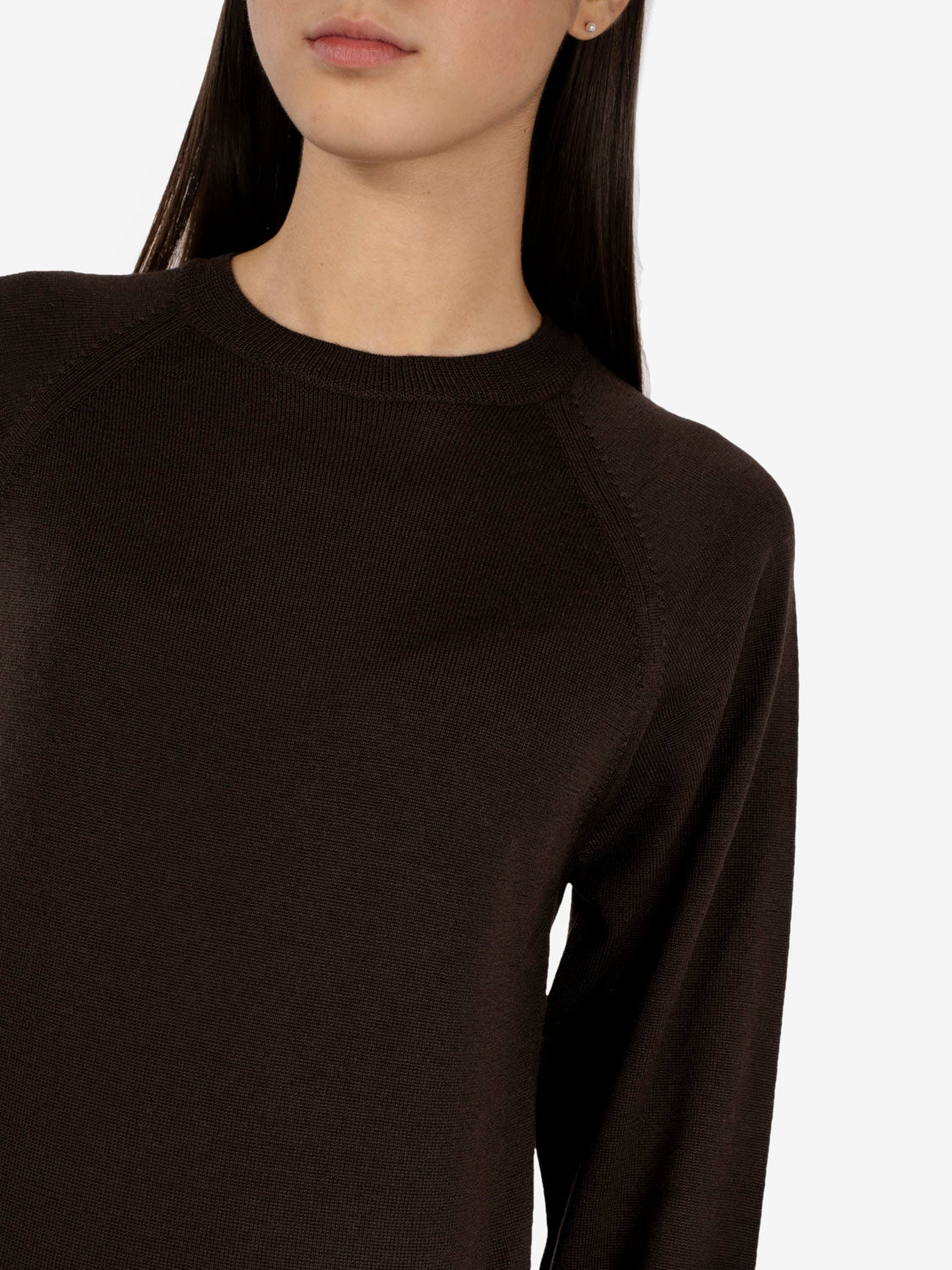 Dark brown raglan crew-neck sweater