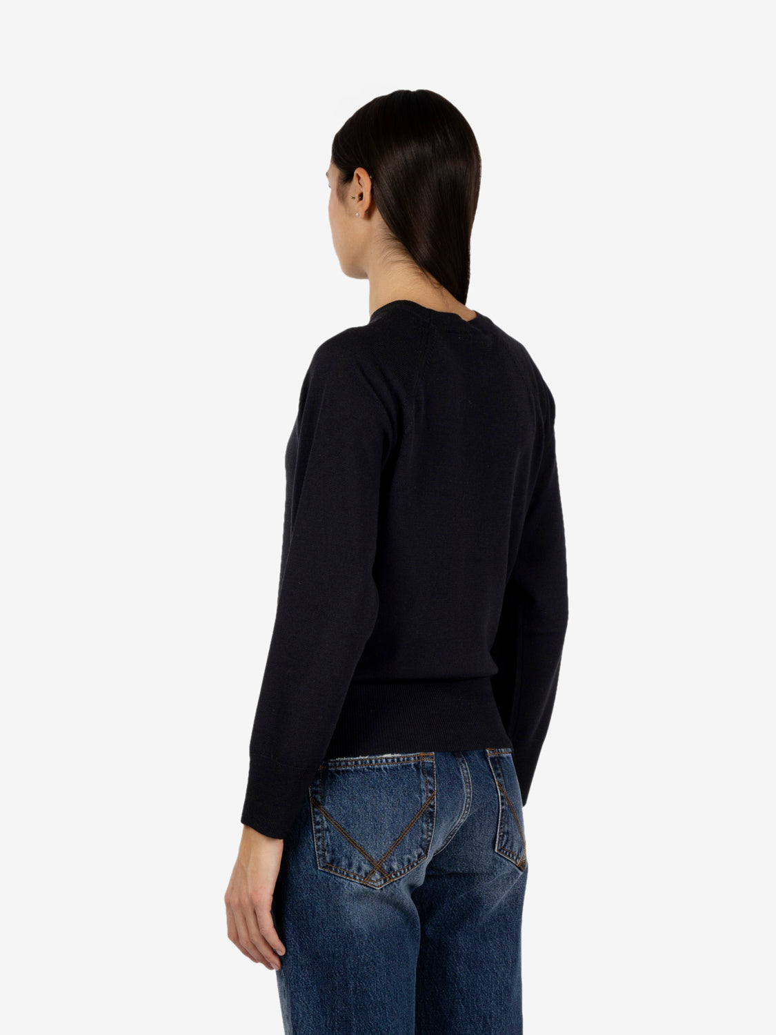 Maglione girocollo raglan nero