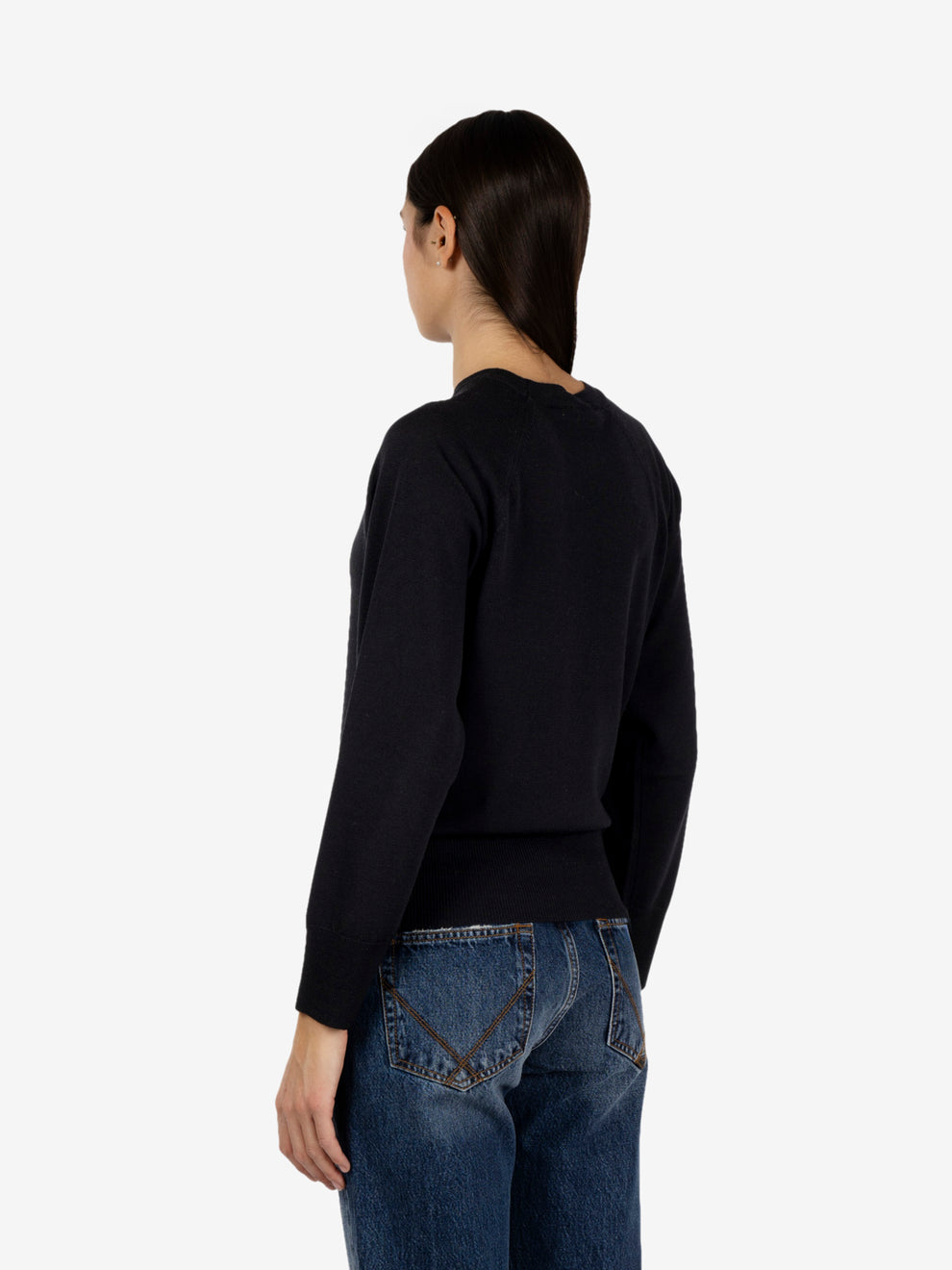 Maglione girocollo raglan nero