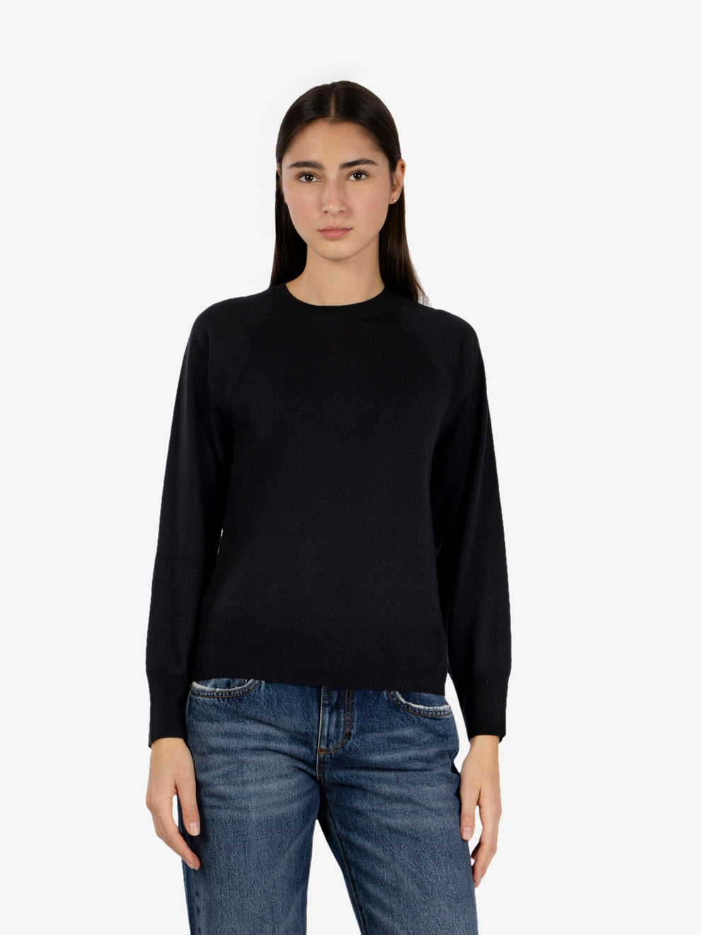 Maglione girocollo raglan nero