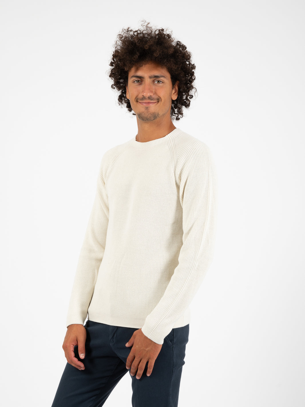 Maglione girocollo raglan panna