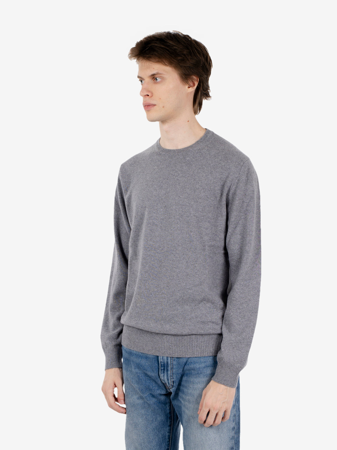 Maglione girocollo rasato grigio
