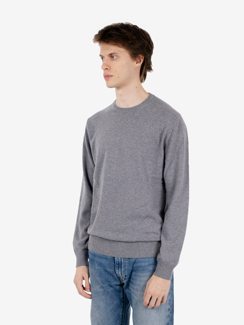 Maglione girocollo rasato grigio