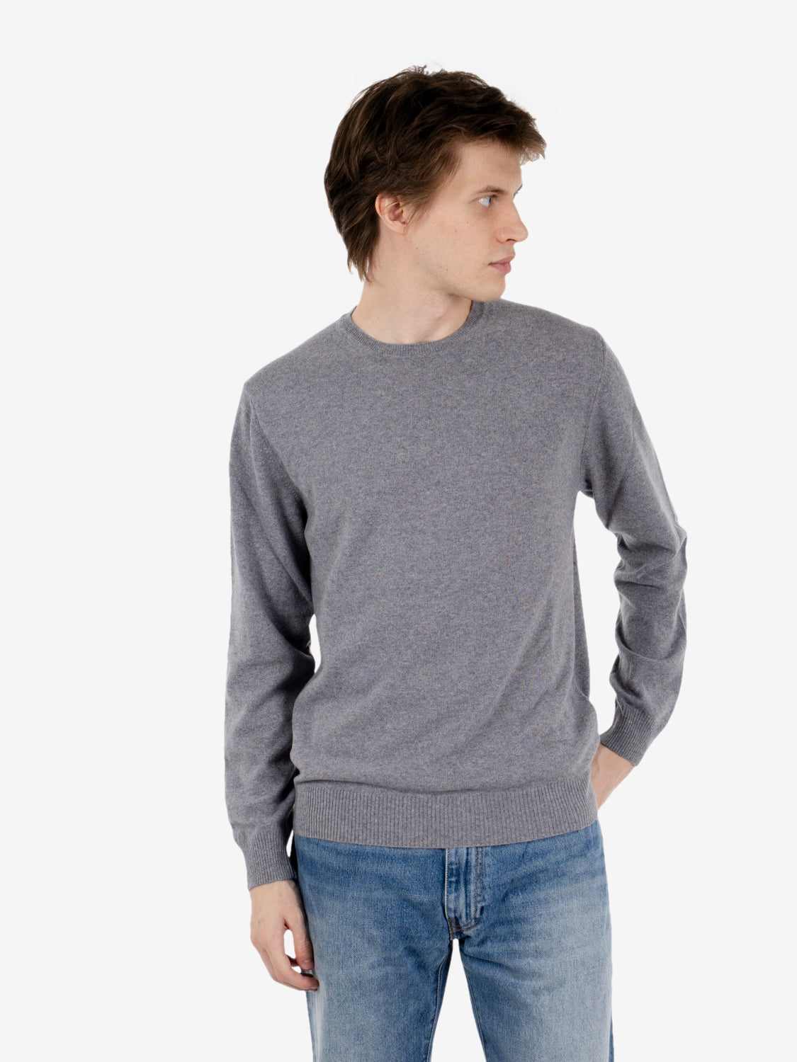 Maglione girocollo rasato grigio