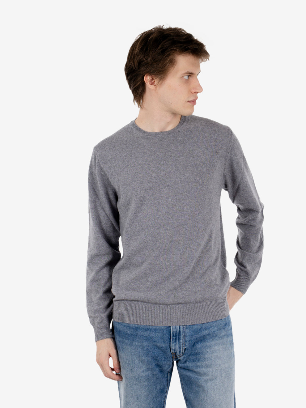Maglione girocollo rasato grigio
