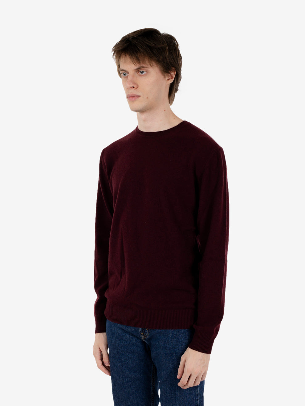 Maglione girocollo rasato vino