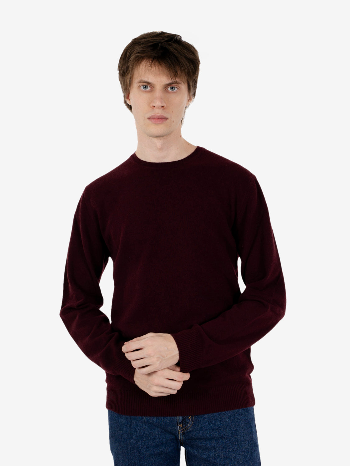 Maglione girocollo rasato vino