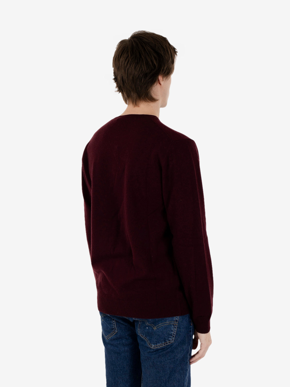 Maglione girocollo rasato vino