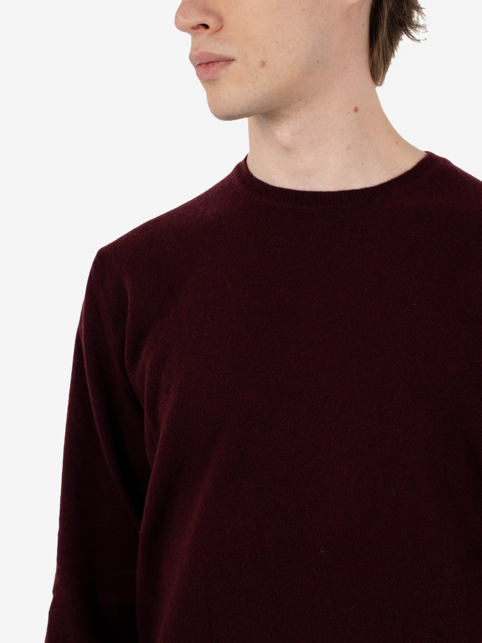 Maglione girocollo rasato vino