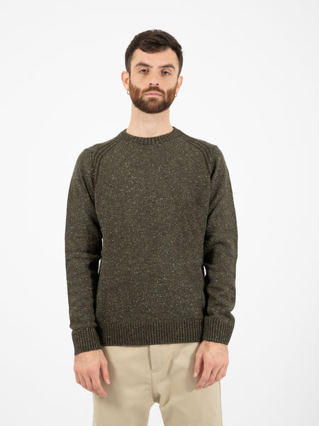 Maglione girocollo tweed wool forest