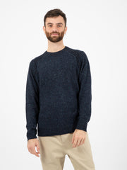 STIMM - Maglione girocollo tweed wool navy