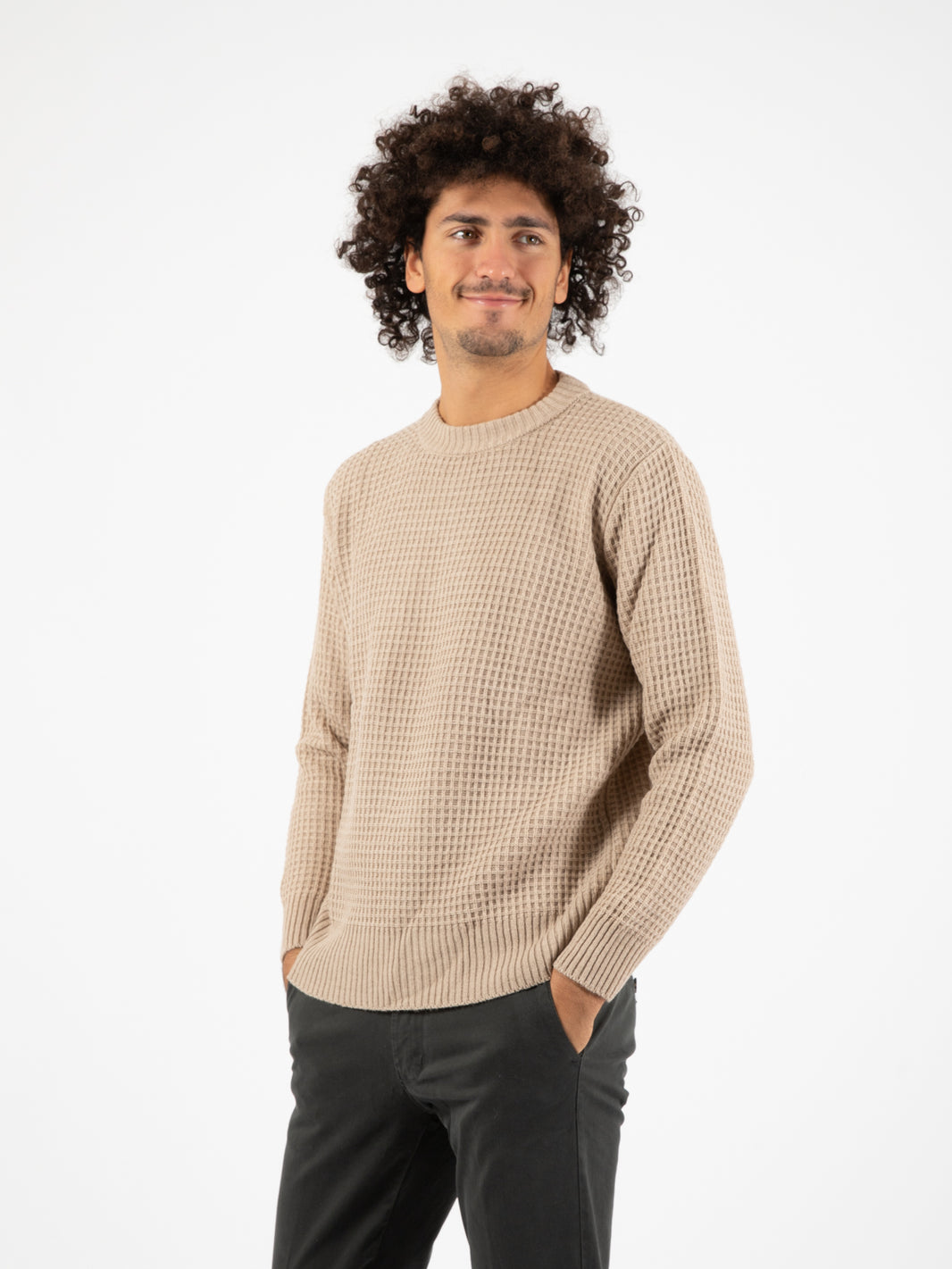 Maglione girocollo wafer beige