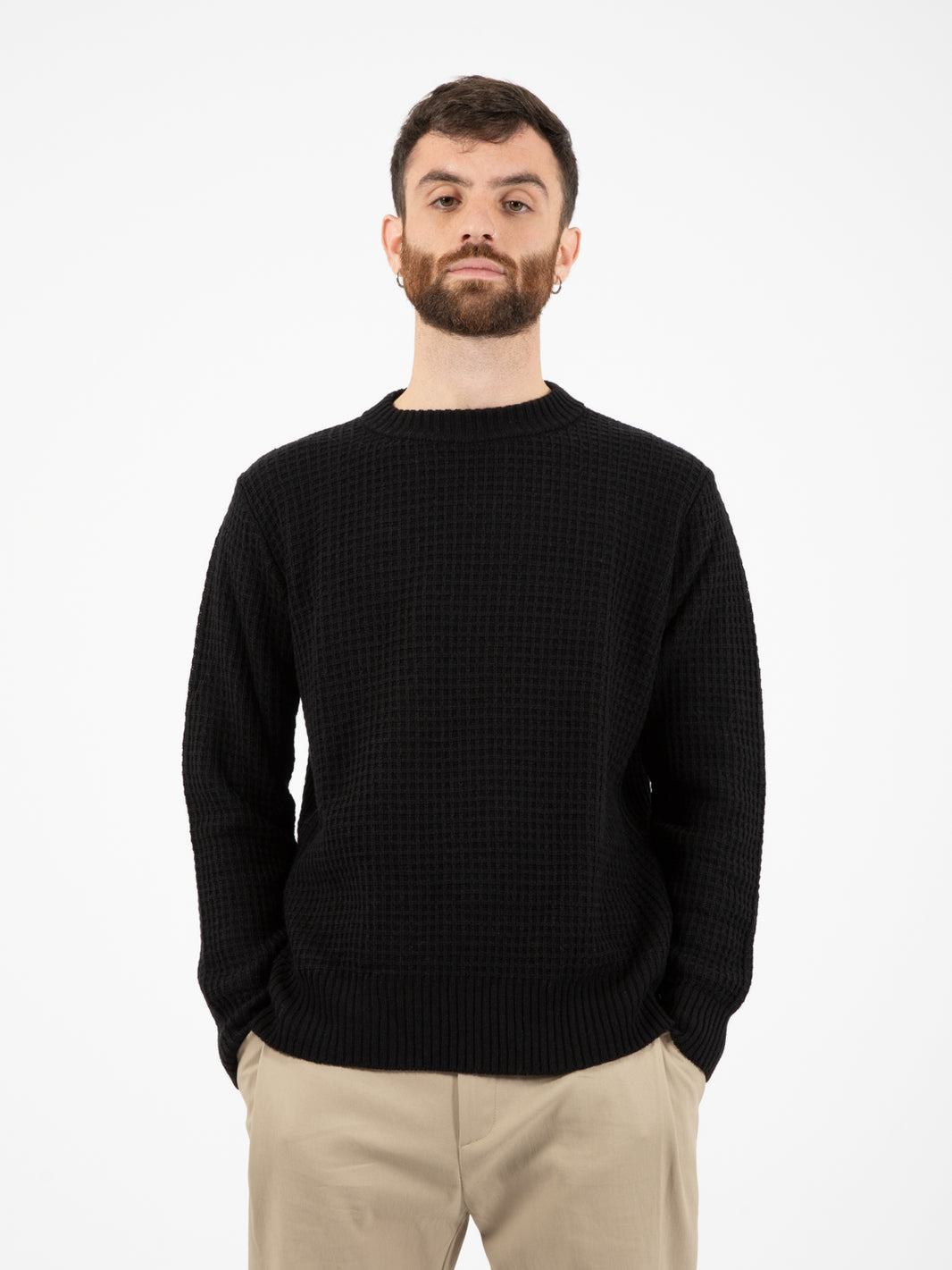 Maglione girocollo wafer nero