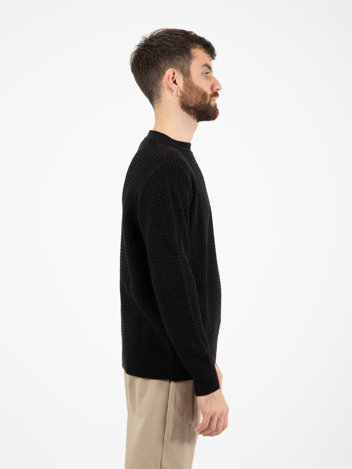 Maglione girocollo wafer nero