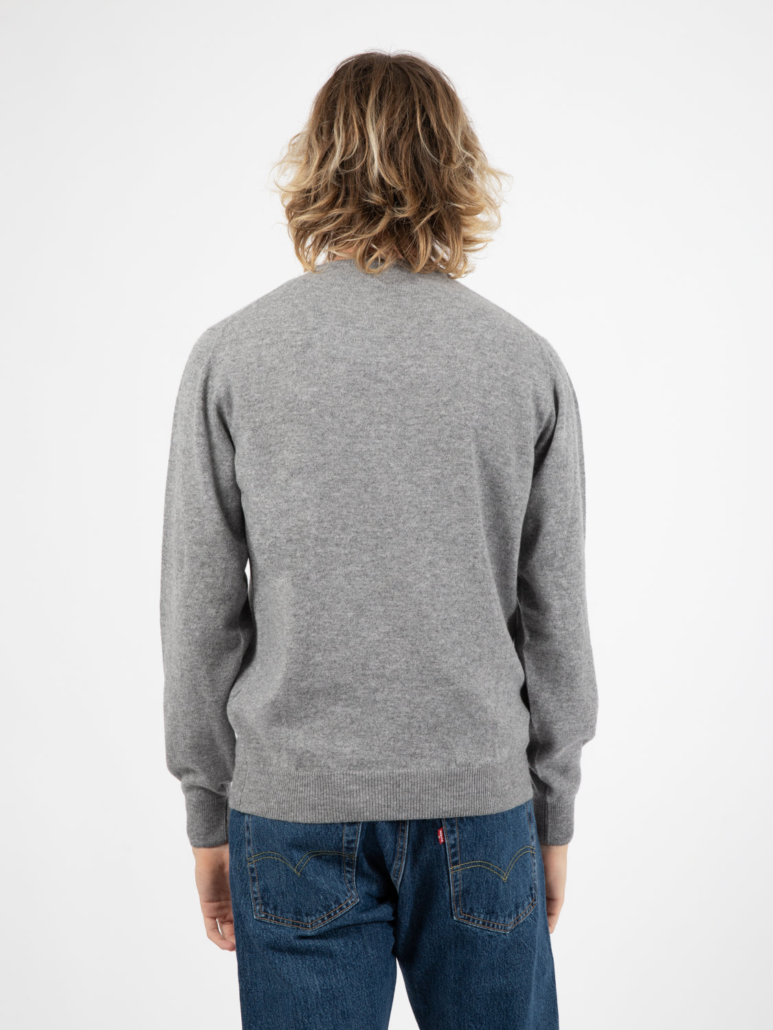 Maglione in cachemire girocollo grigio