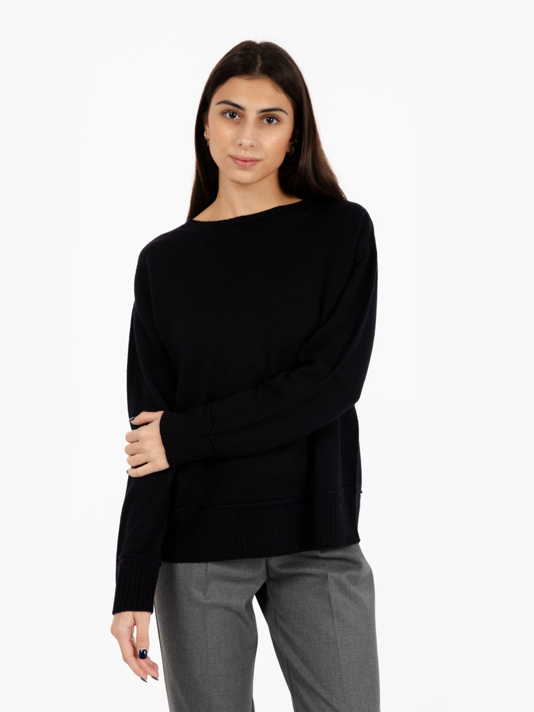Maglione in lana boxy fit nero