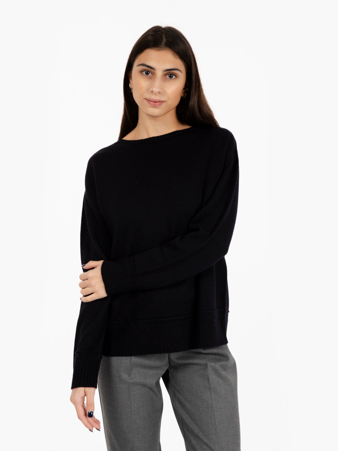 Maglione in lana boxy fit nero