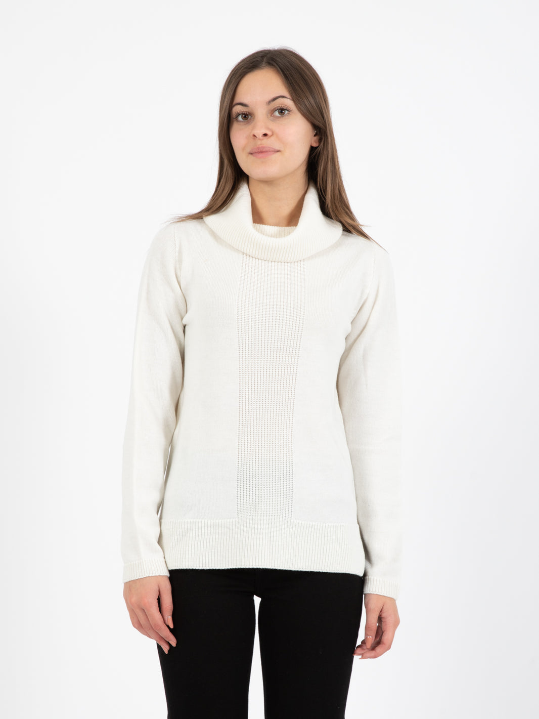 Maglione in lana con collo a ciambella ecrù