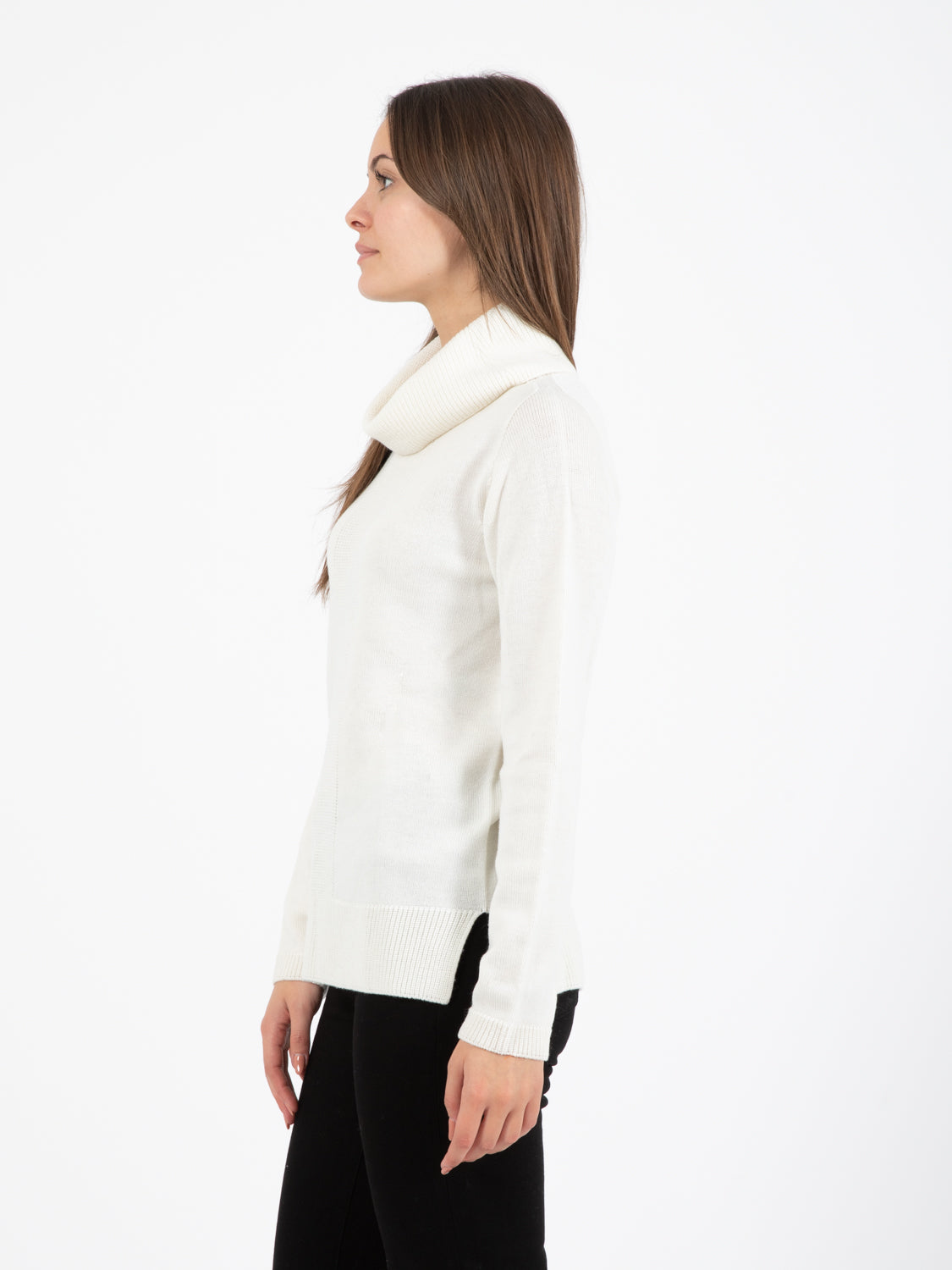 Maglione in lana con collo a ciambella ecrù