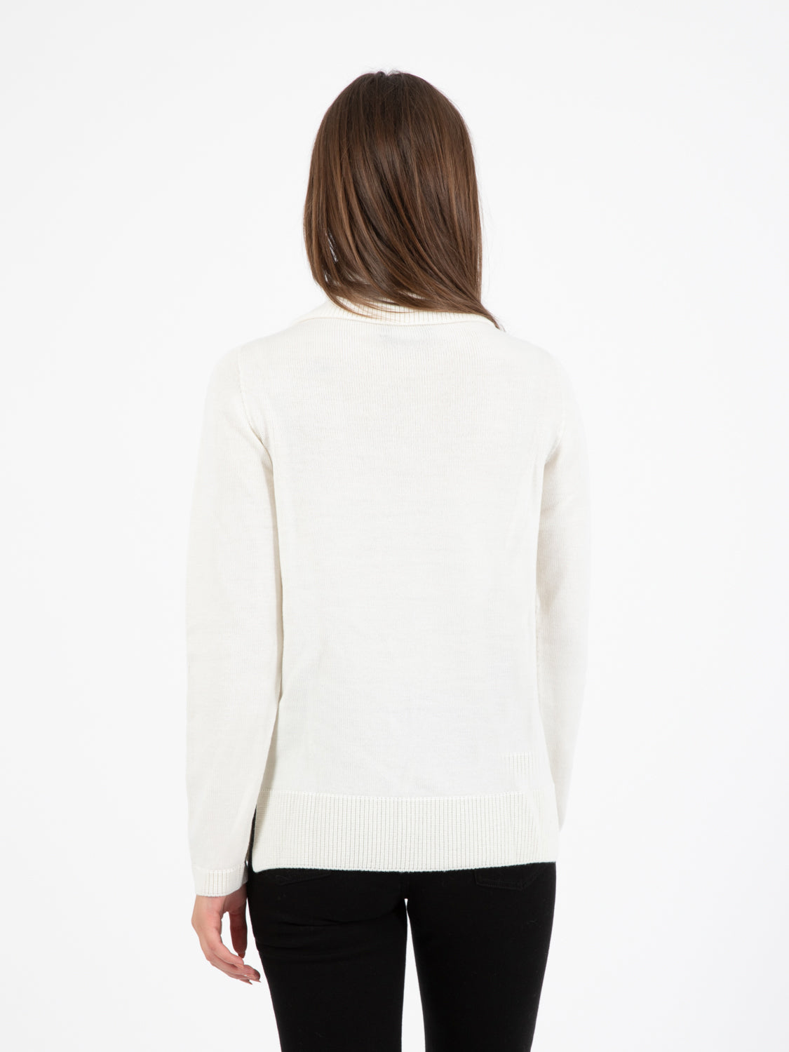 Maglione in lana con collo a ciambella ecrù