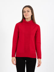 STIMM - Maglione in lana con collo a ciambella rosso