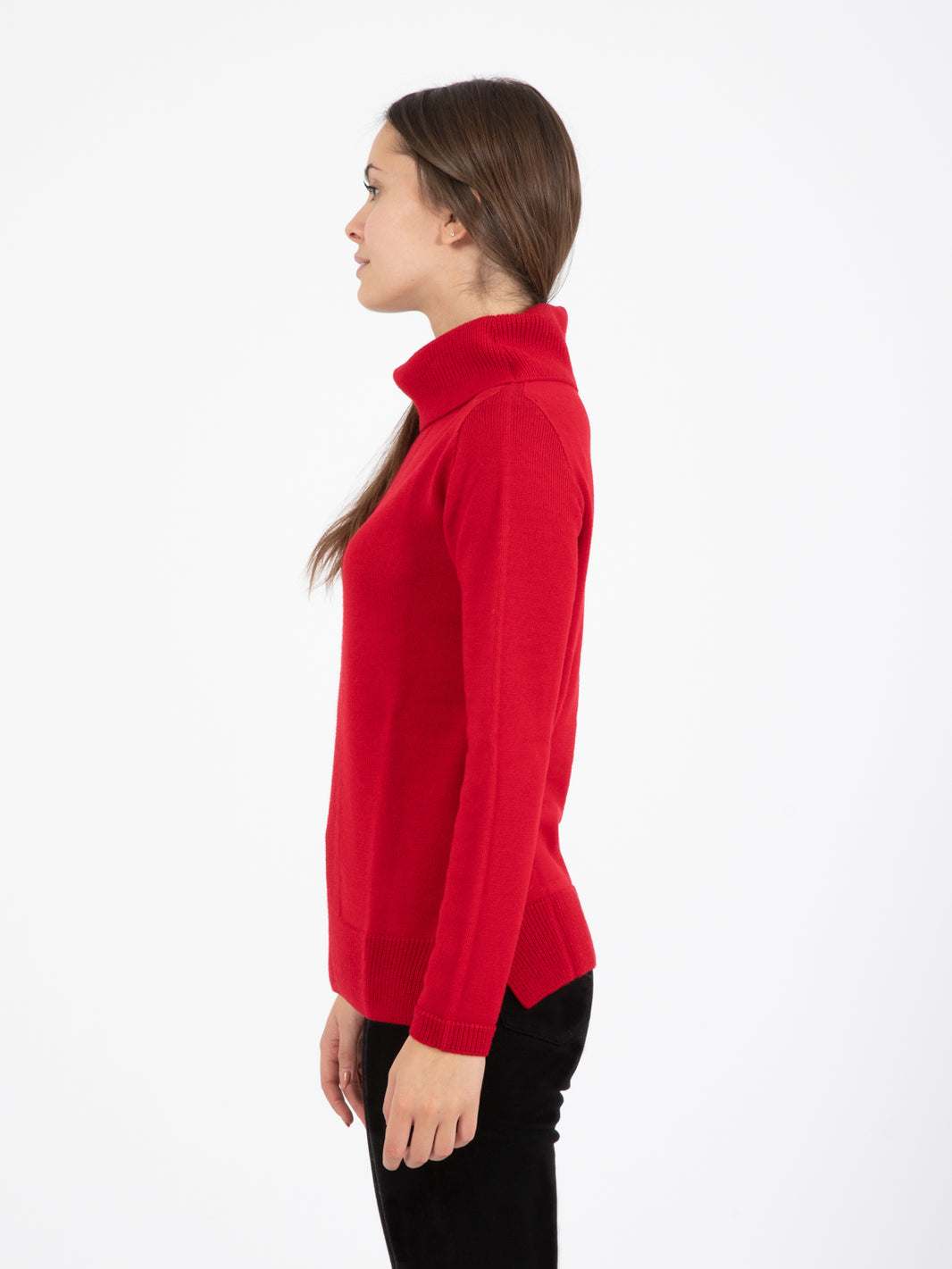 Maglione in lana con collo a ciambella rosso