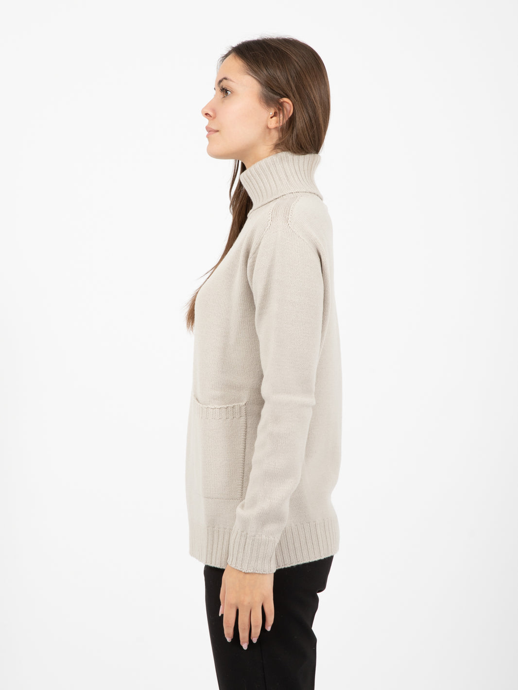 Maglione in lana dolcevita ecrù