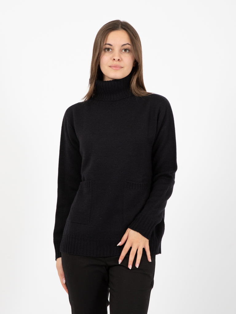 STIMM - Maglione in lana dolcevita nero