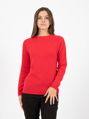 STIMM - Maglione in lana e cachemire girocollo rosso fragola