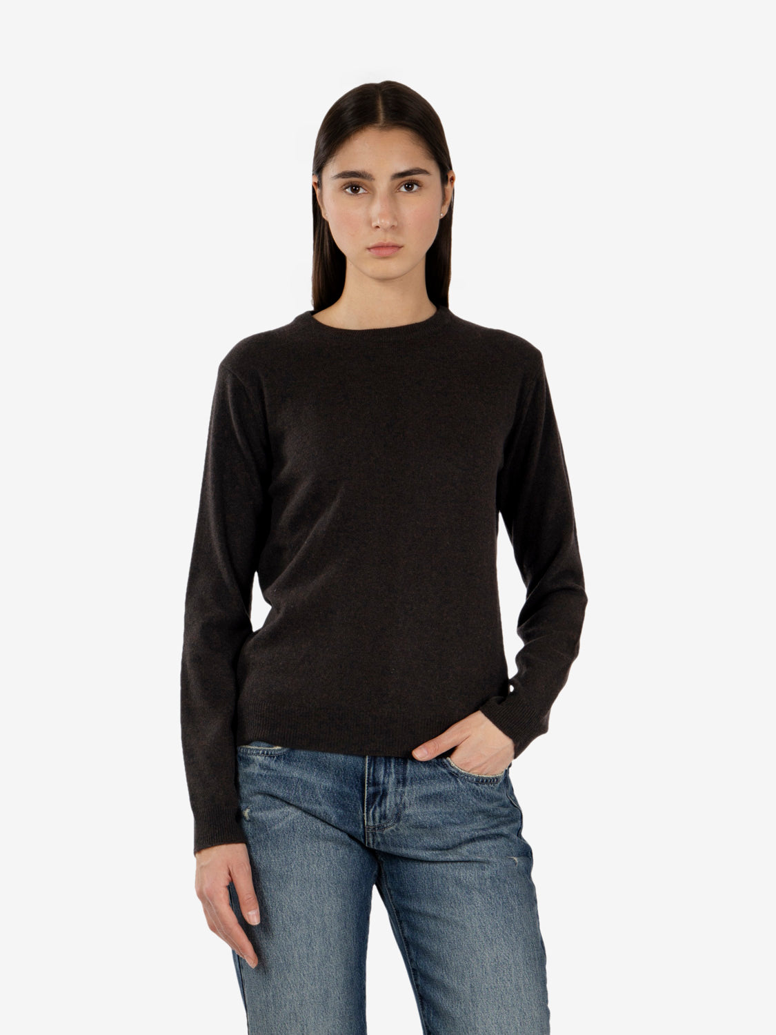 Dark brown wool and cashmere sweater