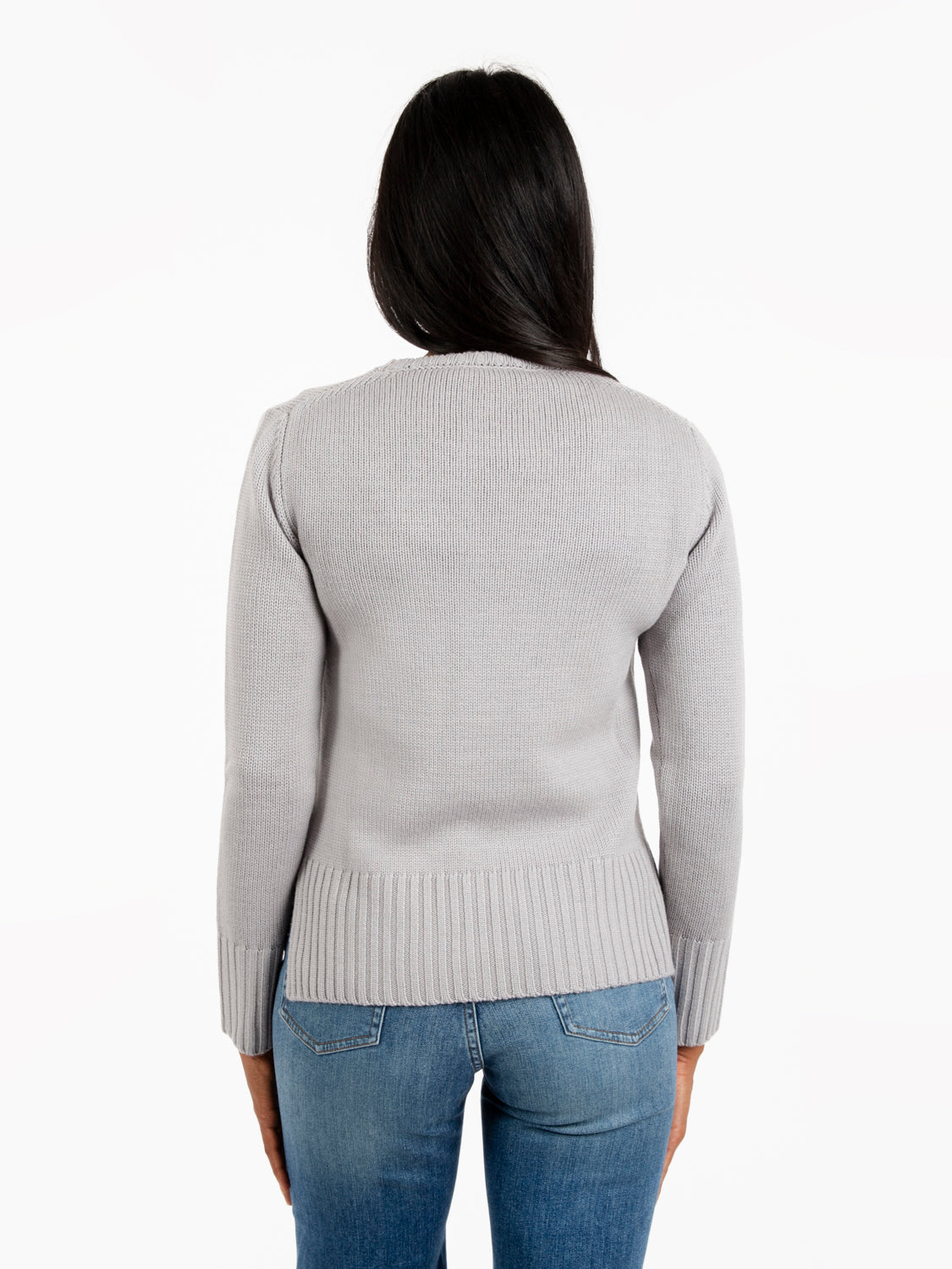 Maglione in lana scollo rotondo grigio perla