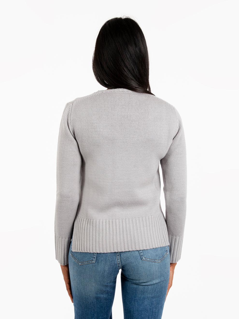 Maglione in lana scollo rotondo grigio perla