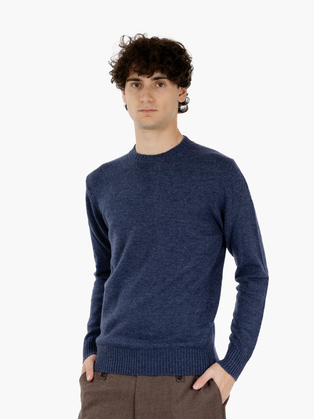Maglione in misto lana blu denim