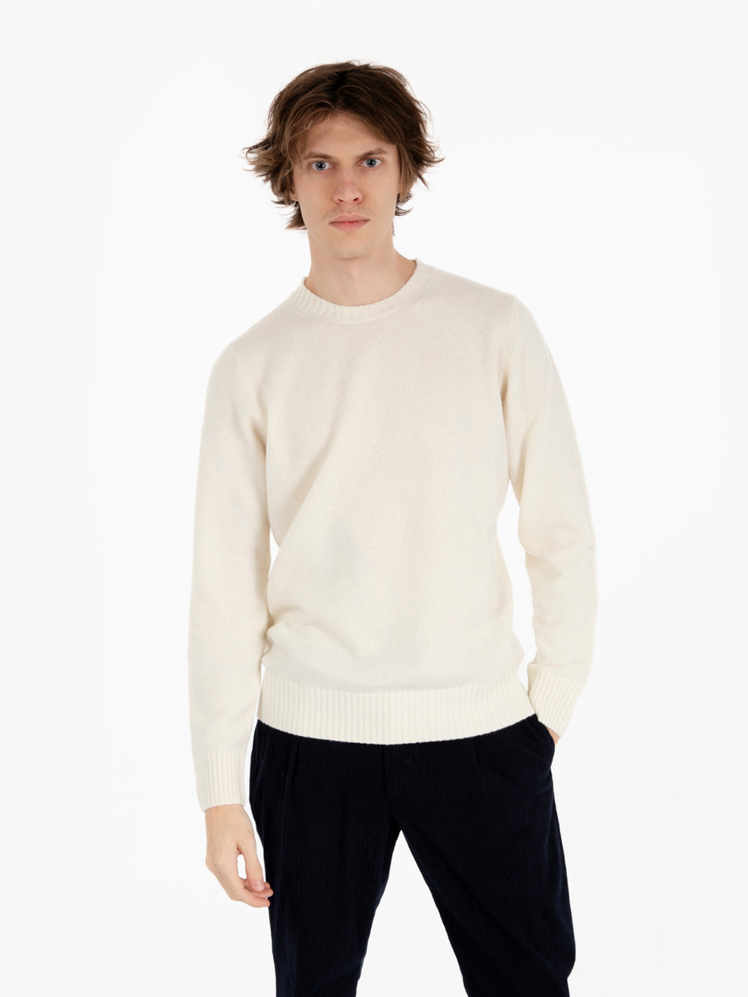 Maglione in misto lana panna