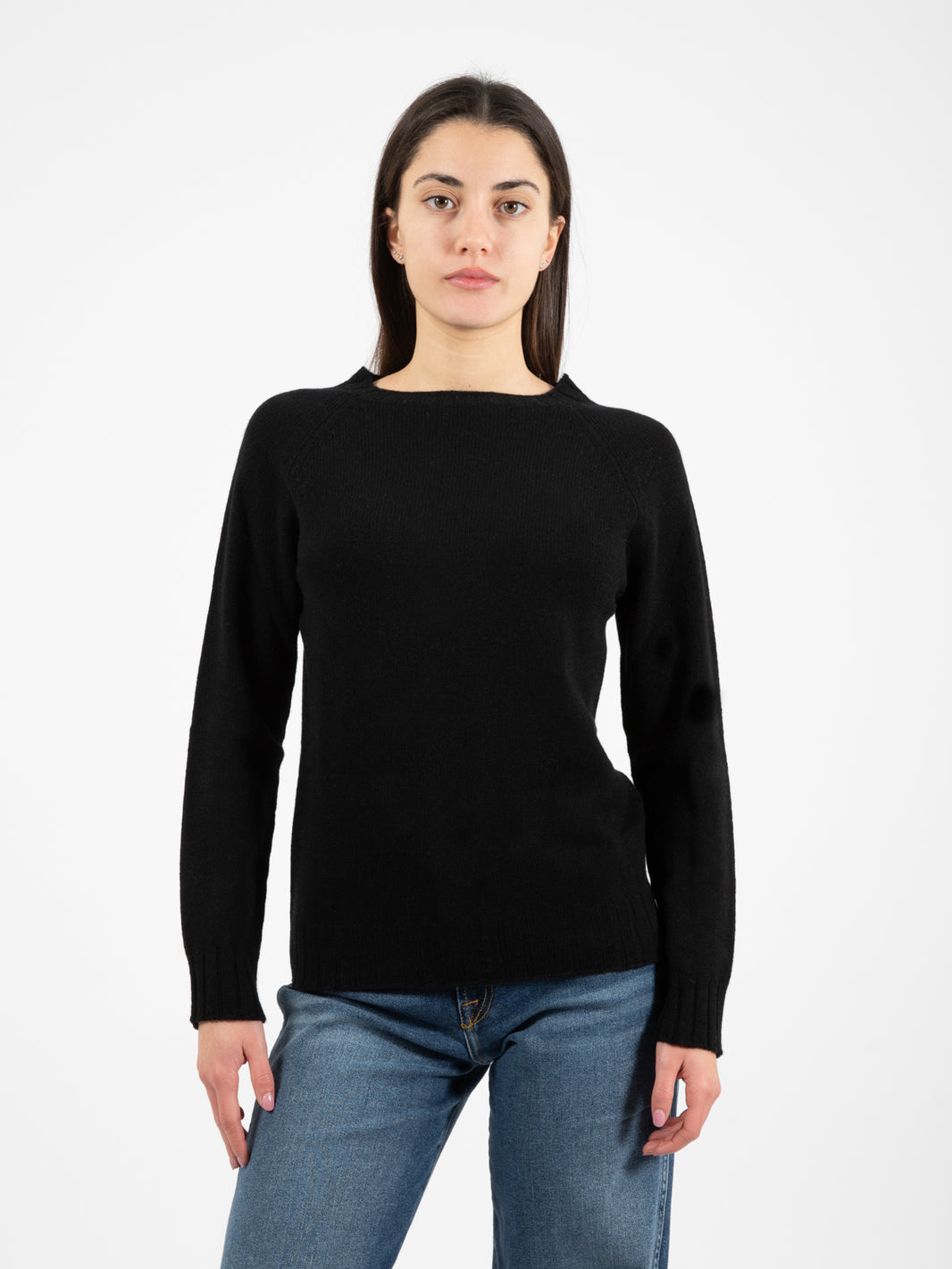Maglione lana e cachemire girocollo nero