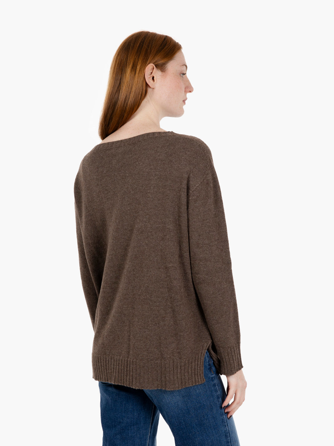 Brown crew neck wool sweater