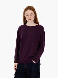 Maglione lana girocollo melanzana