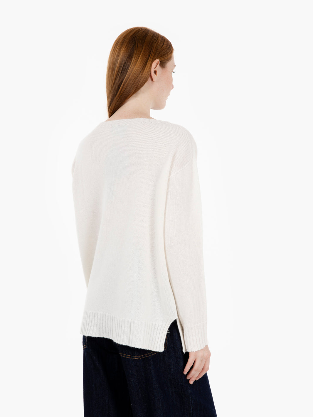 Cream crew neck wool sweater