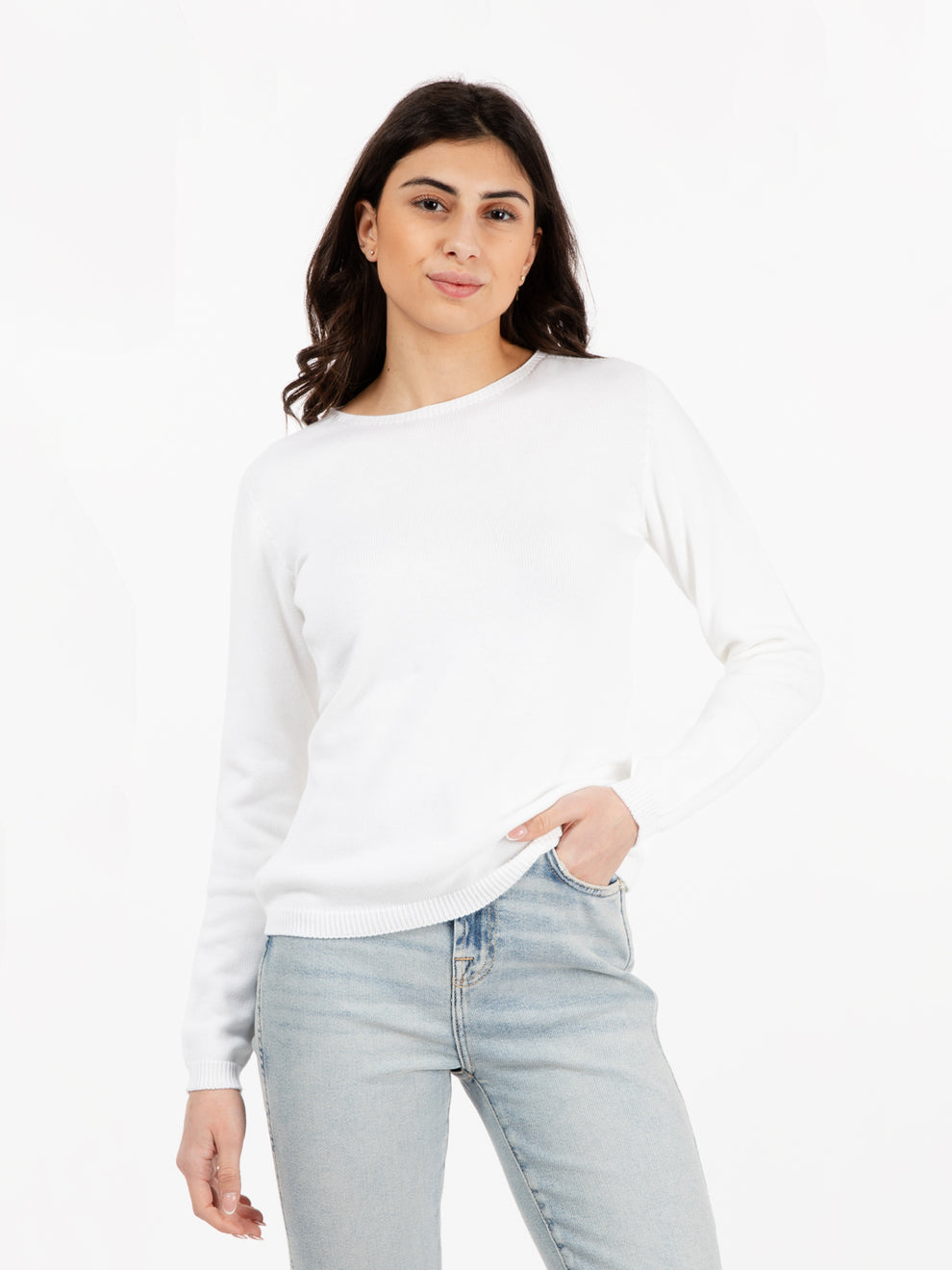 Maglione leggero basico bianco