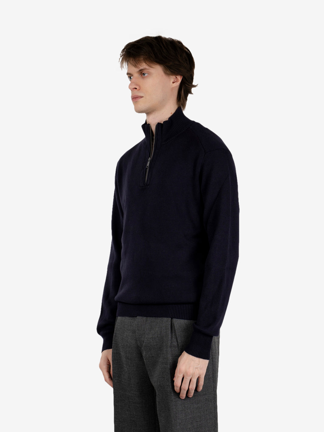 Maglione lupetto half zip navy