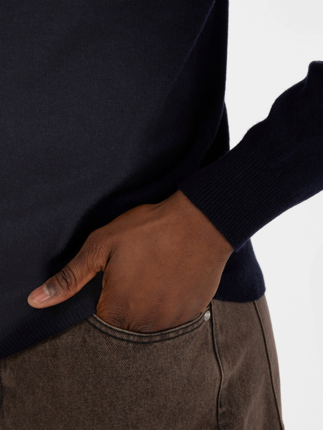 Maglione misto cashmire navy