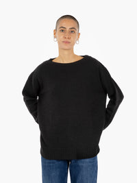 Maglione misto lana girocollo nero