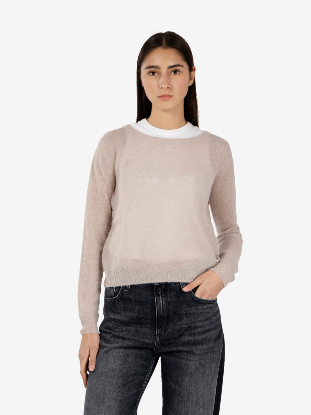 Maglione mohair beige