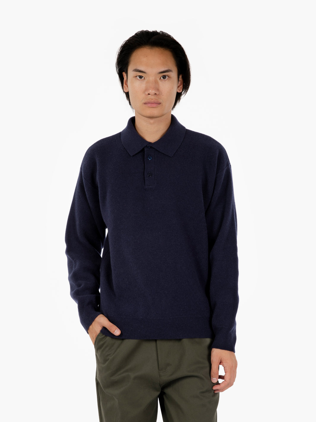 Maglione over con colletto polo blu