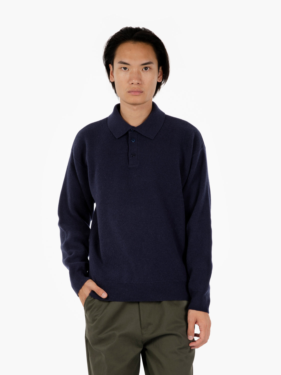 Maglione over con colletto polo blu