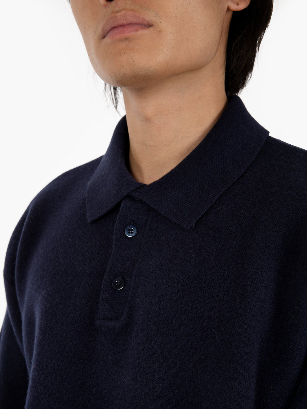 Maglione over con colletto polo blu