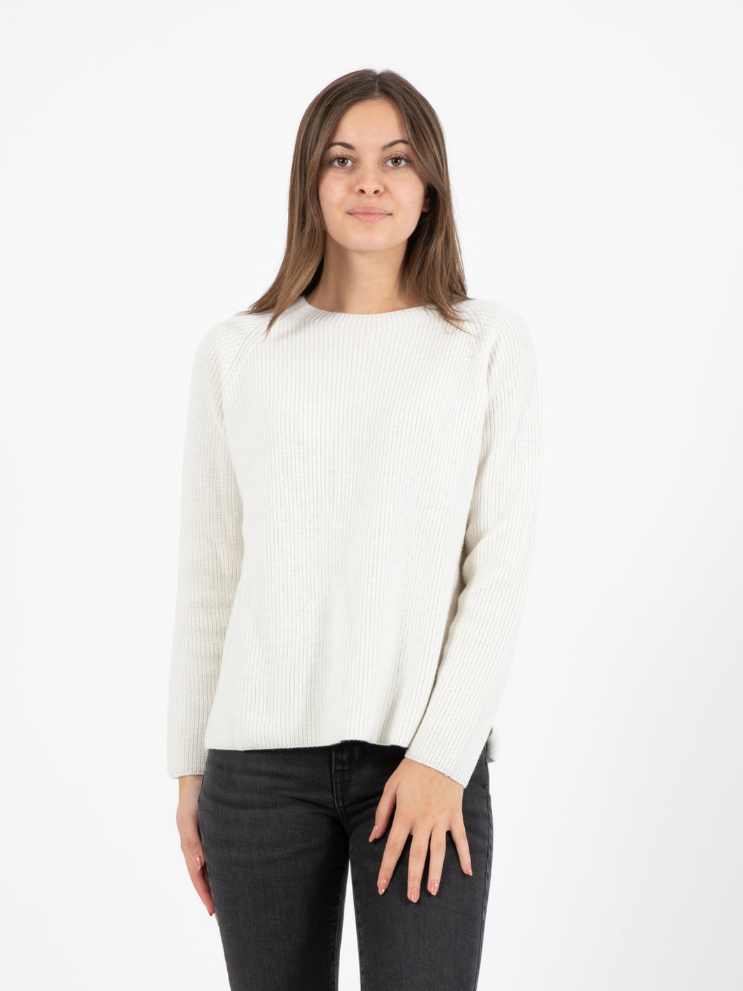 Maglione raglan girocollo ecru