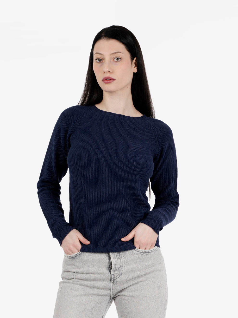 Blue rice stitch raglan sweater